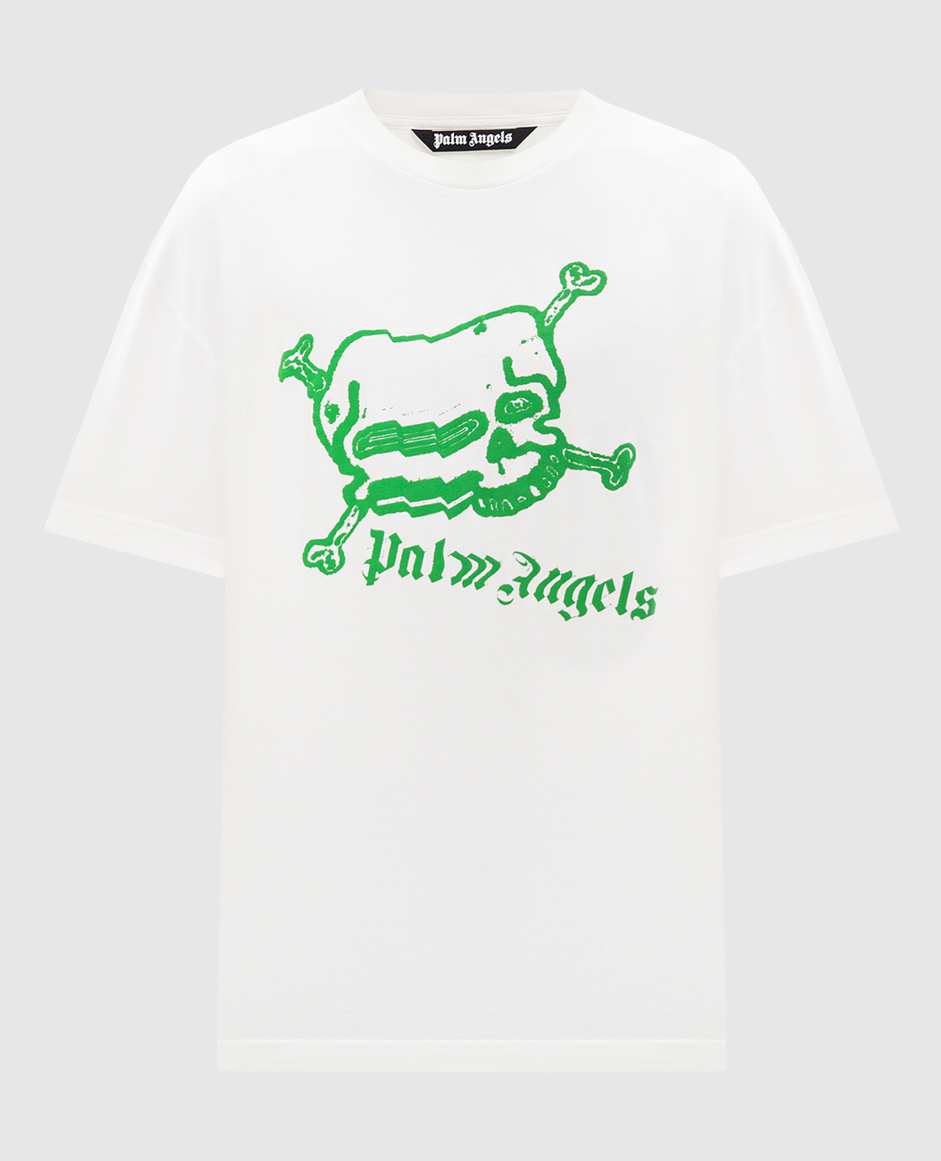 

White T-shirt with contrast Skull print Palm Angels