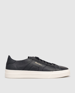 Santoni Blue leather sneakers with logo MBGT21967PNNTSIW