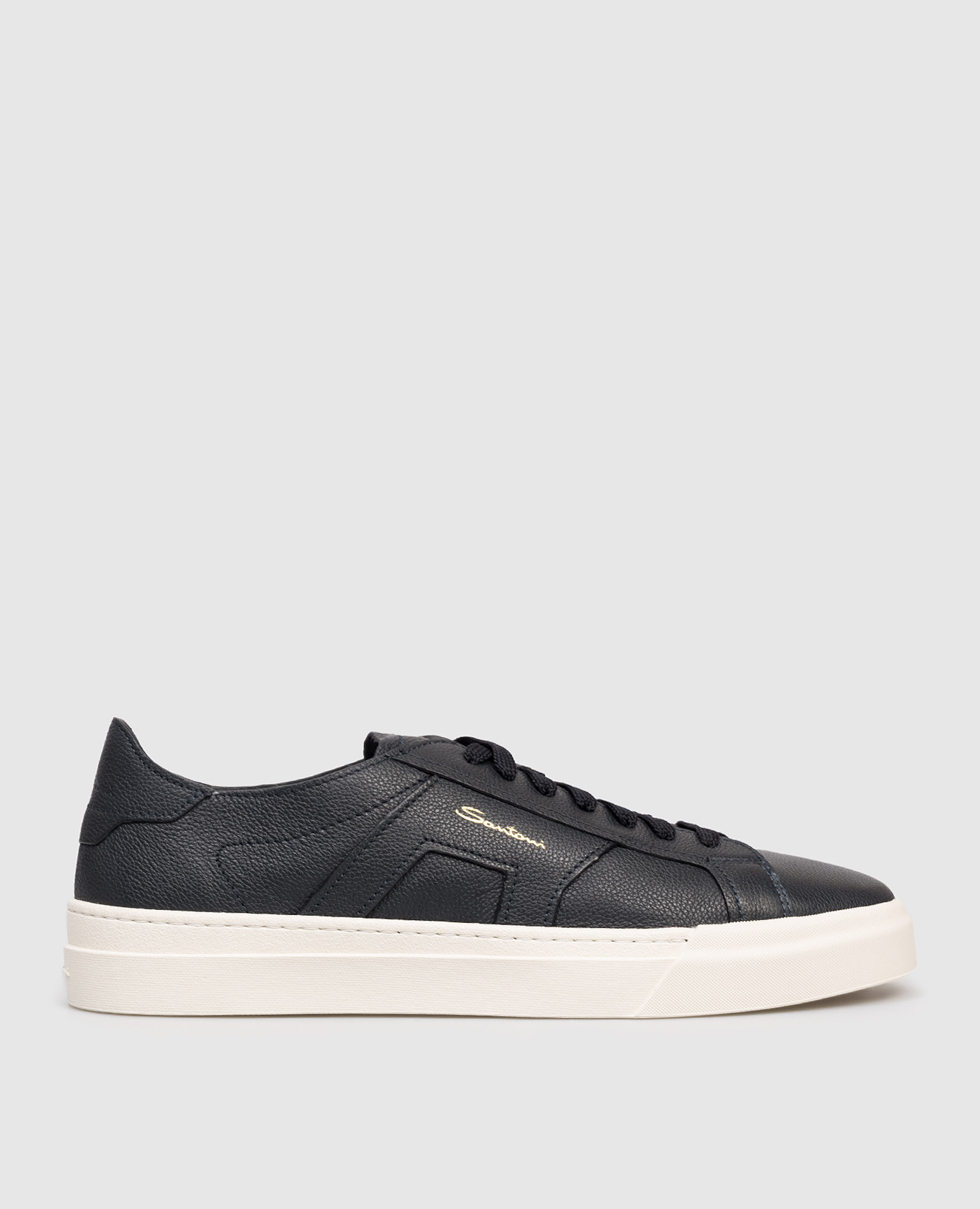 Blue leather sneakers with logo