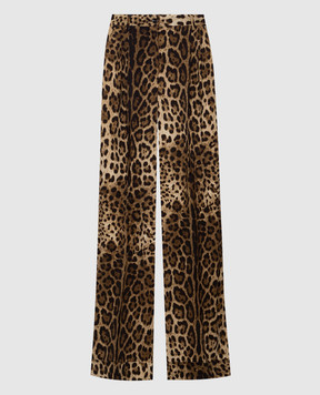 Dolce&Gabbana Brown leopard print wool pants FTBMPTFSBAV