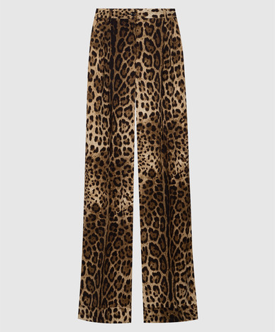 Brown leopard print wool pants