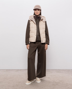 Peserico Beige down vest with monil chain A0347103182