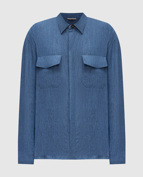 Canali Blue linen shirt AE0595831021