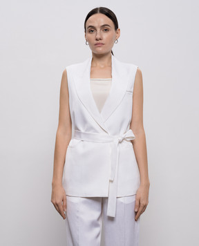 Peserico White double-breasted vest with linen A03028A01926