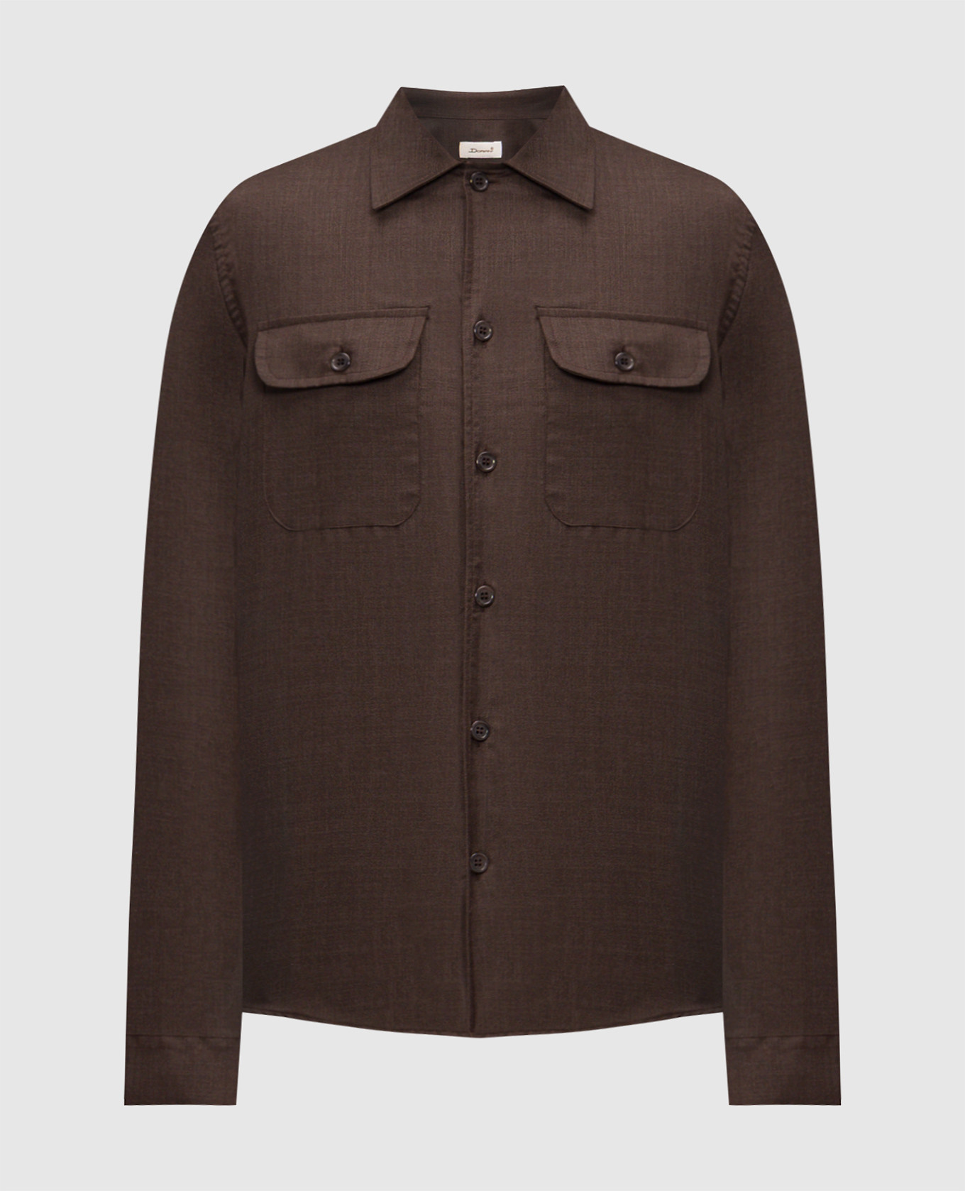 Chemise marron en laine et soie