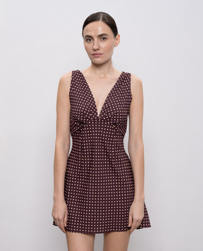 Faithfull Graciela brown polka dot mini dress FF4642PCP