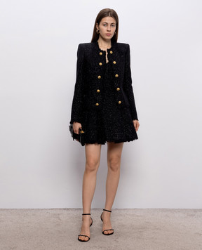 Balmain Black mini dress with wool HF1R2302WD65