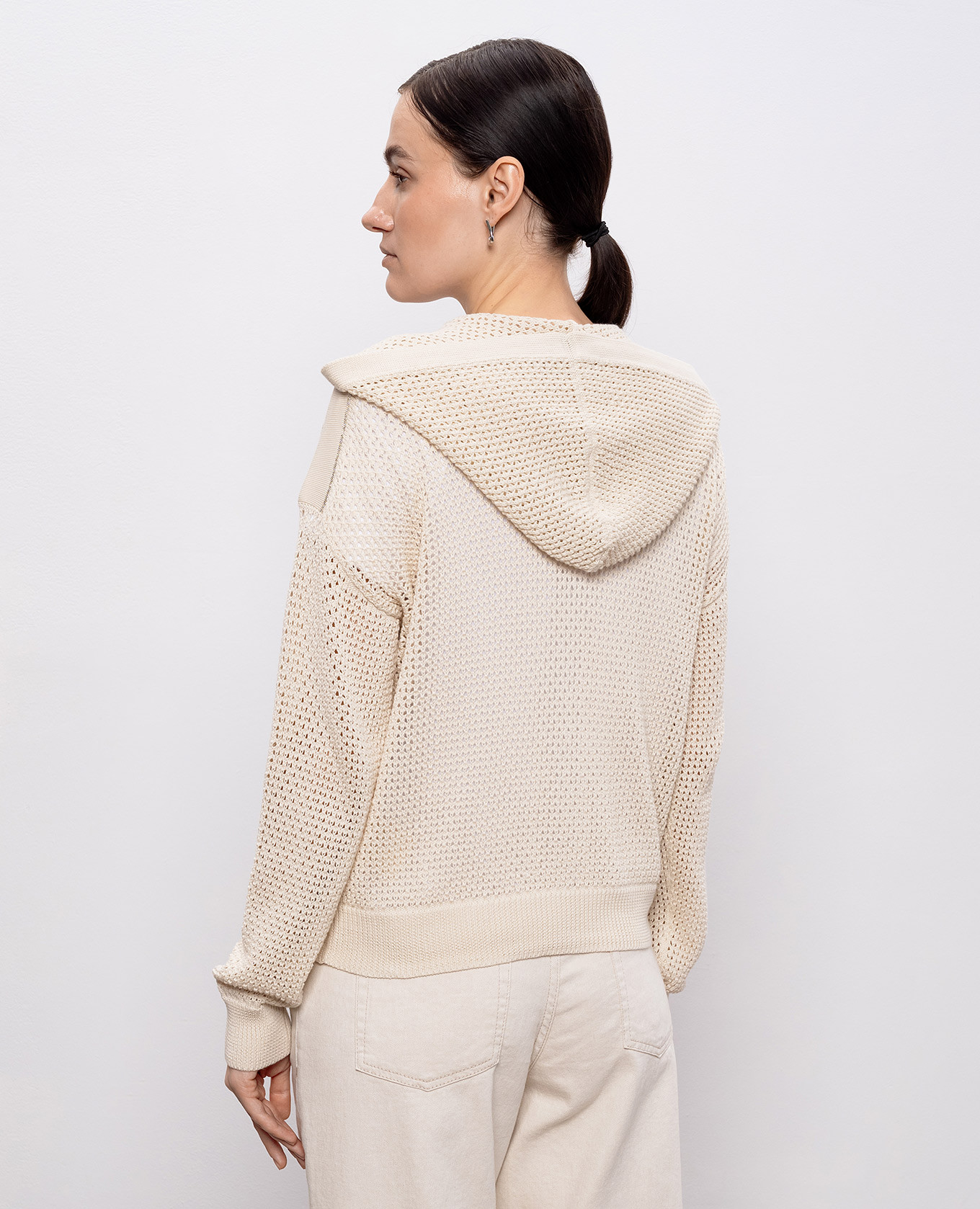 

Beige cardigan with hood Peserico