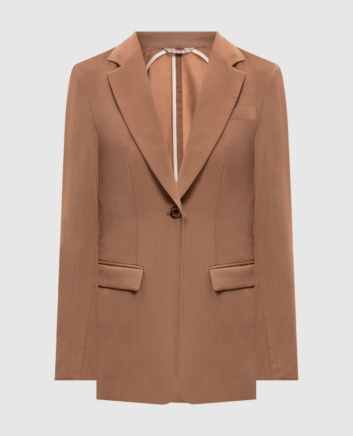 Jacke aus brauner Iriswolle und Seide