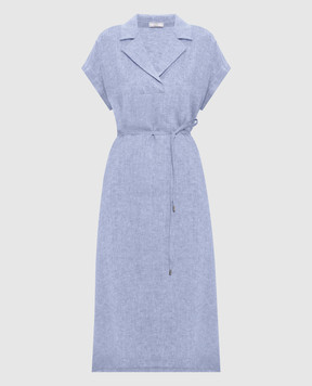 Peserico Blue linen midi dress S02412A02600