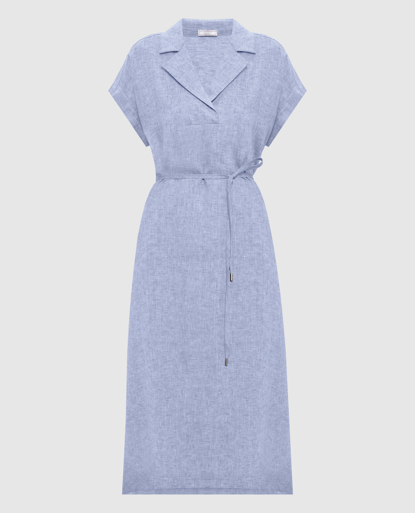 Blue linen midi dress
