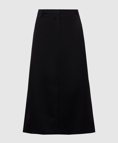 Jupe en laine noire fendue