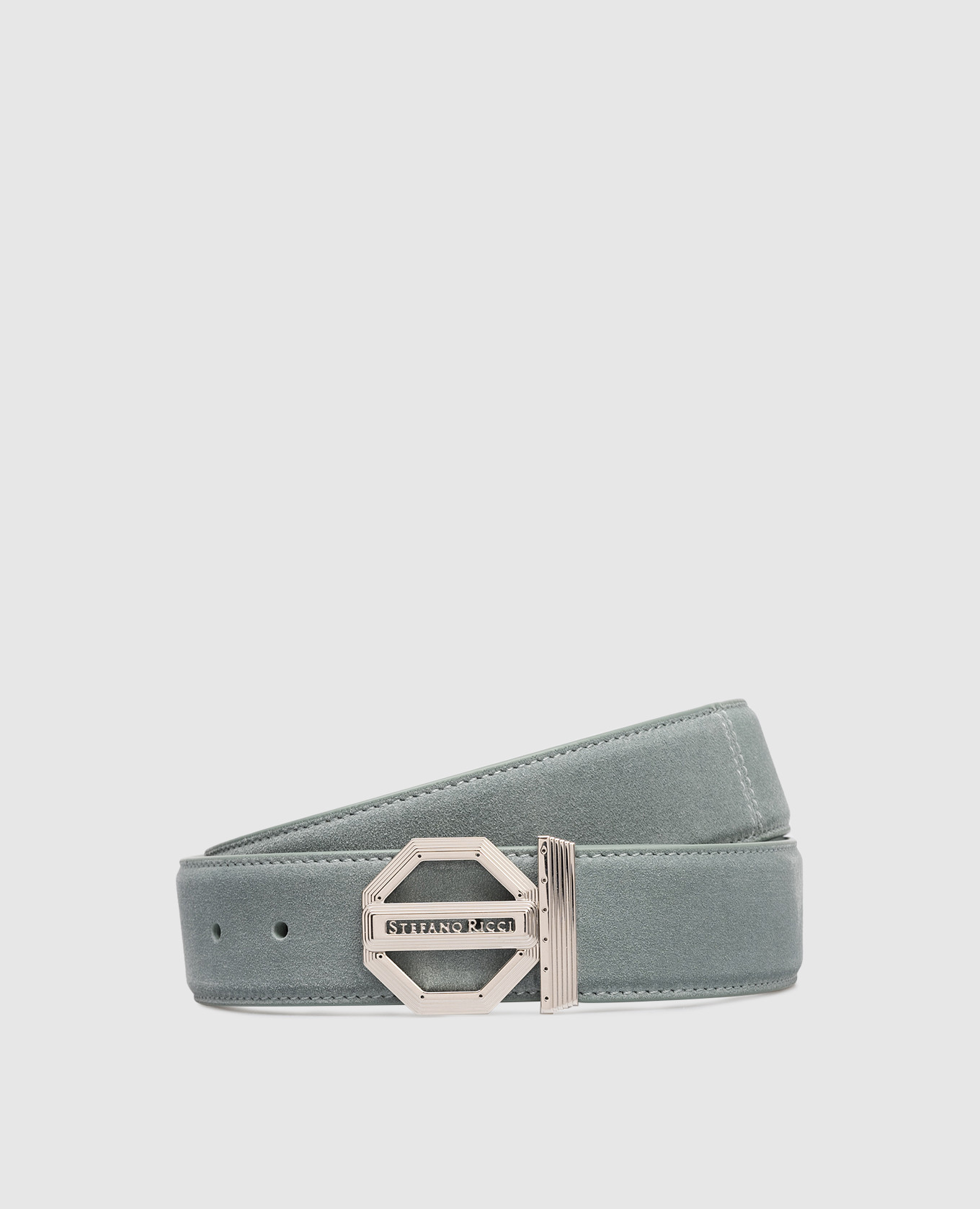 Green suede belt with logo