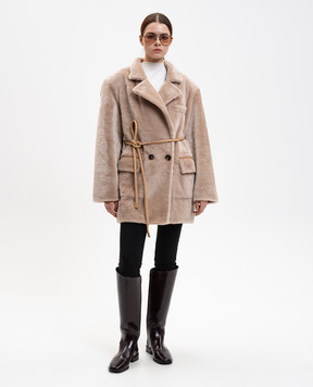 Babe Pay Pls Beige double-breasted sheepskin coat 2526MERINO