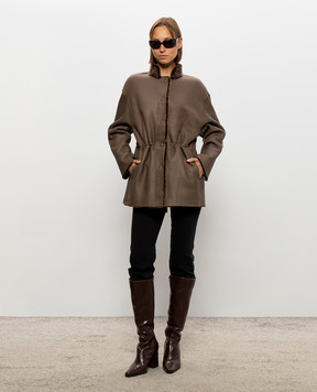 Babe Pay Pls Brown reversible sheepskin coat with drawstring 2623MERINO