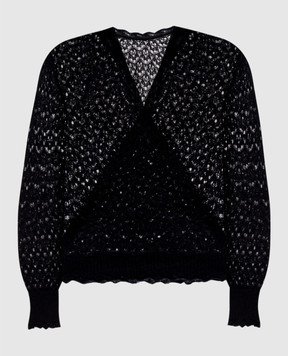 Twinset Black openwork sweater with wool 252TT3200