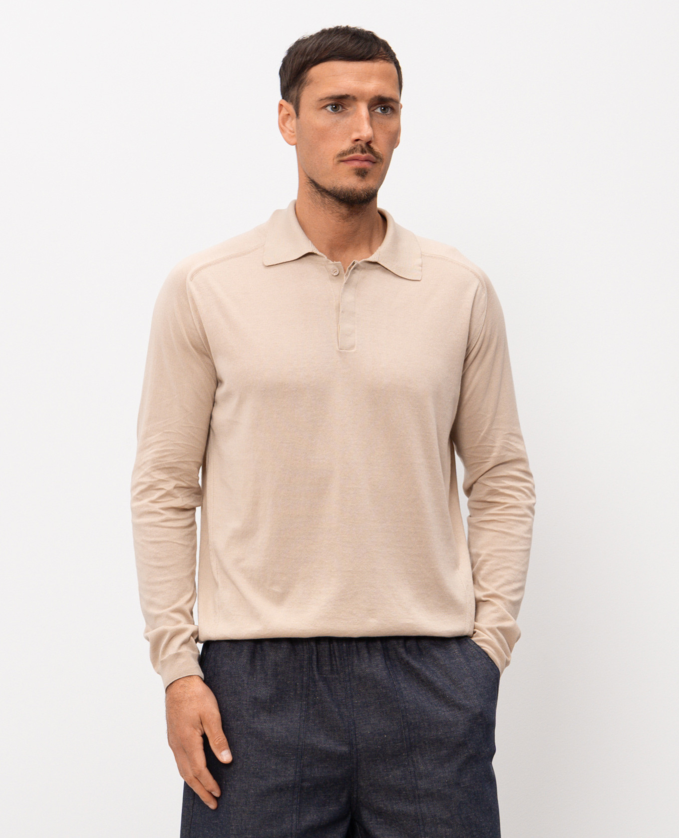 

Beige long-sleeved polo shirt Sease