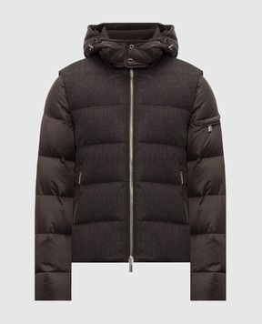 MooRER Brown down jacket CASCIANO made of wool and cashmere with removable sleeves CASCIANOSE9