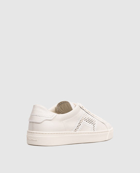 Santoni White leather sneakers with embroidery WBGT61346PNNTWIR