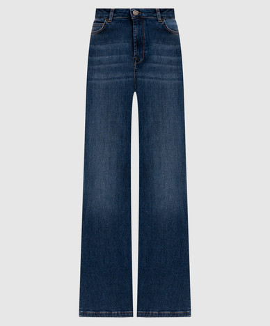 Blue flared jeans with patch