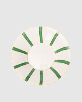 Geminiano Cozzi 1765 White porcelain soup plate Striche Verdi e Oro TTCMI01229036