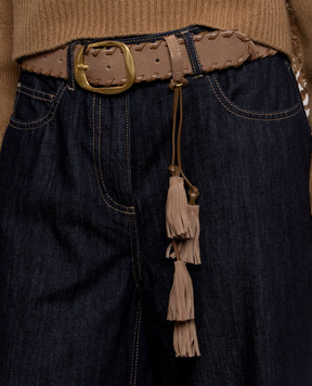 Twinset Brown suede belt with pendant 262TA4740