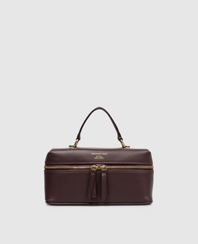 Christian Villa Burgundy leather bag with logo print 06301