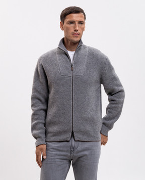 Canali Gray wool and cashmere cardigan MK02552C1223