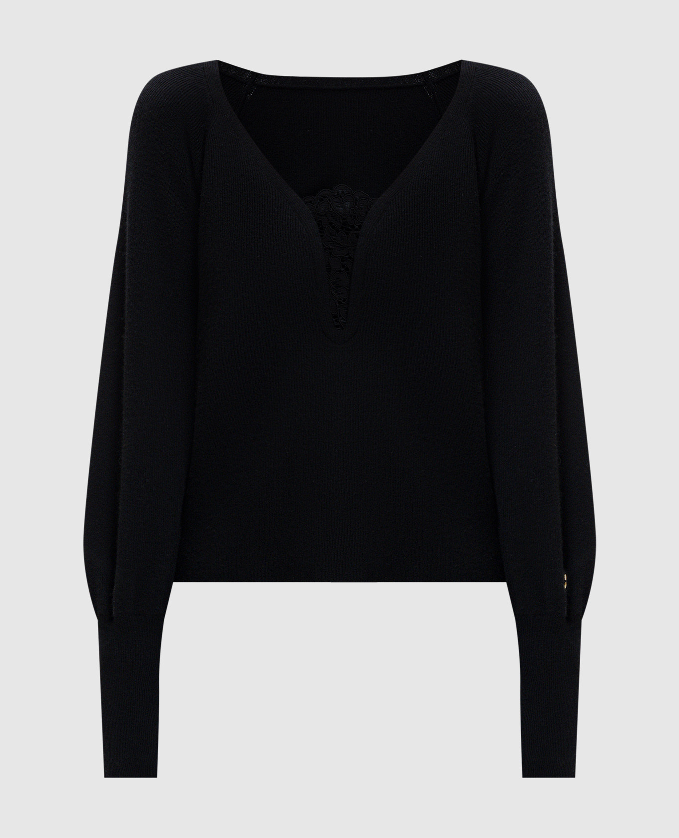 

Black wool pullover with lace Twinset
