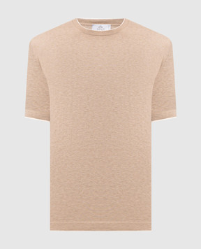 Pini Parma Beige T-shirt with contrast trim TSHITAU