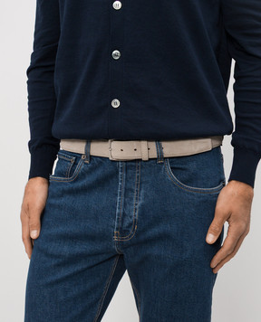 ISAIA Grey suede belt with logo FB0047PLF04
