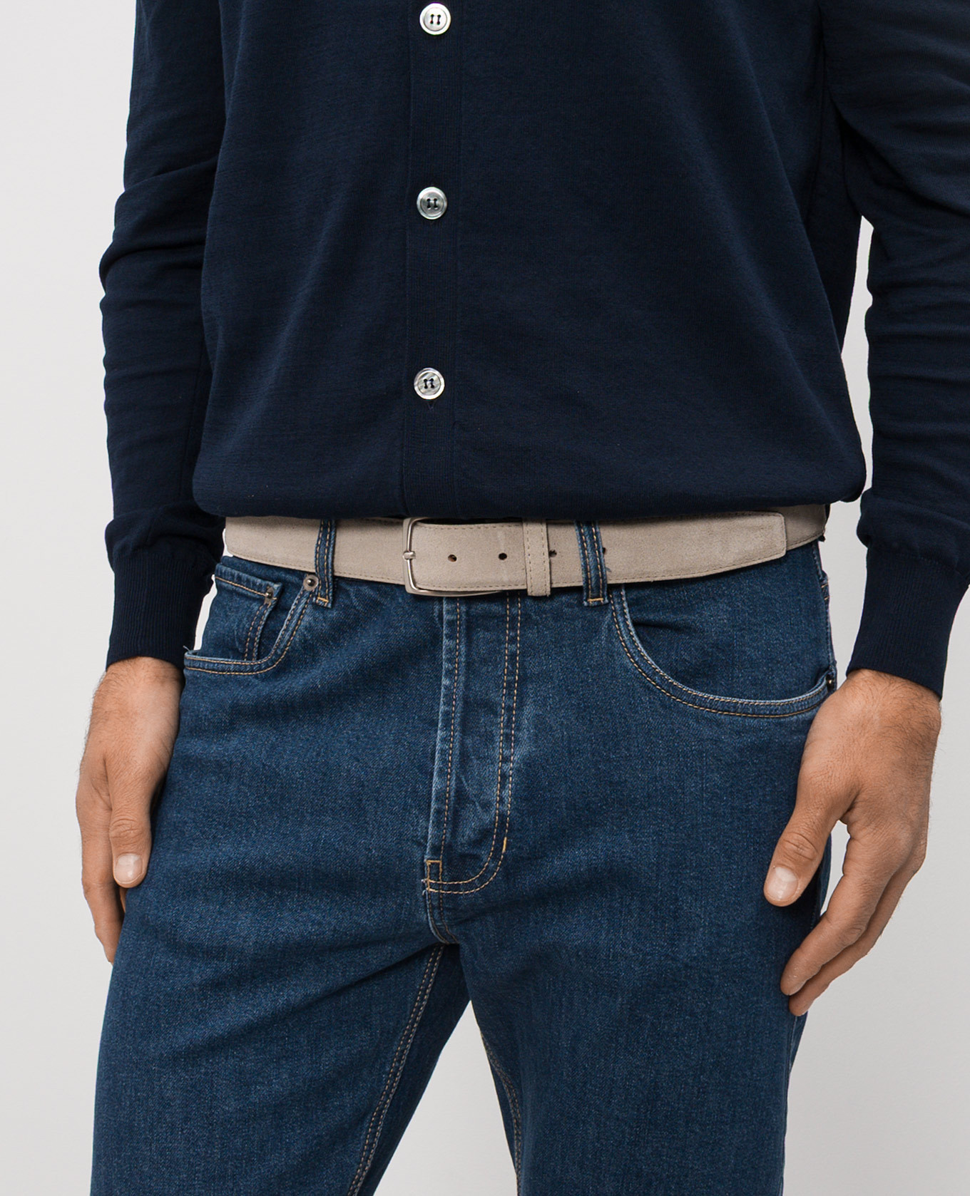 

Grey suede belt with logo ISAIA