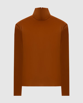 Saint Laurent Brown silk turtleneck with accent shoulders 845857Y5J95