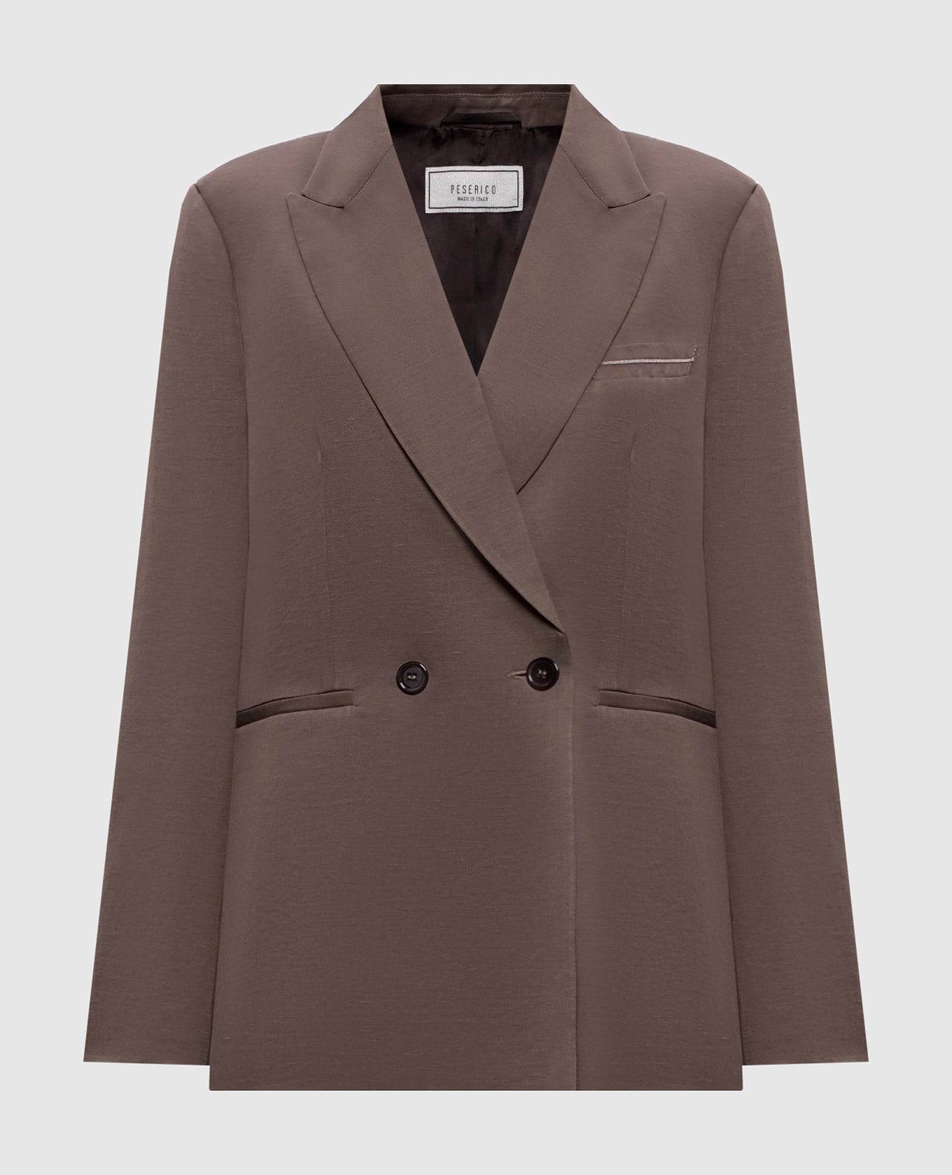 Brown double-breasted jacket with linen