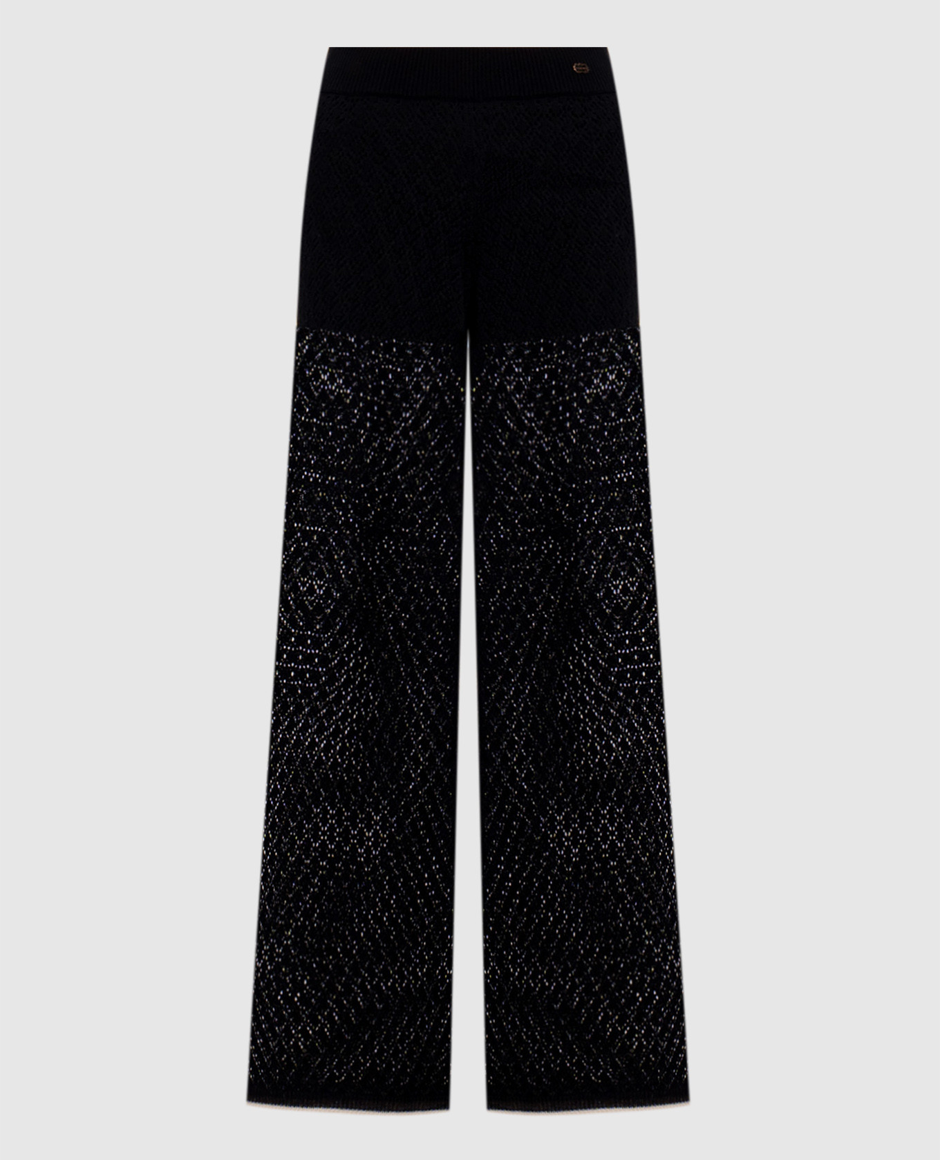 

Black openwork flared pants Agnona