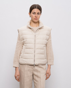 Peserico Beige down vest with monil chain A0346006957