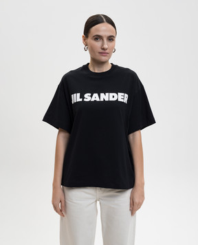 Jil Sander Black T-shirt with contrast logo print J02GC0140J20349