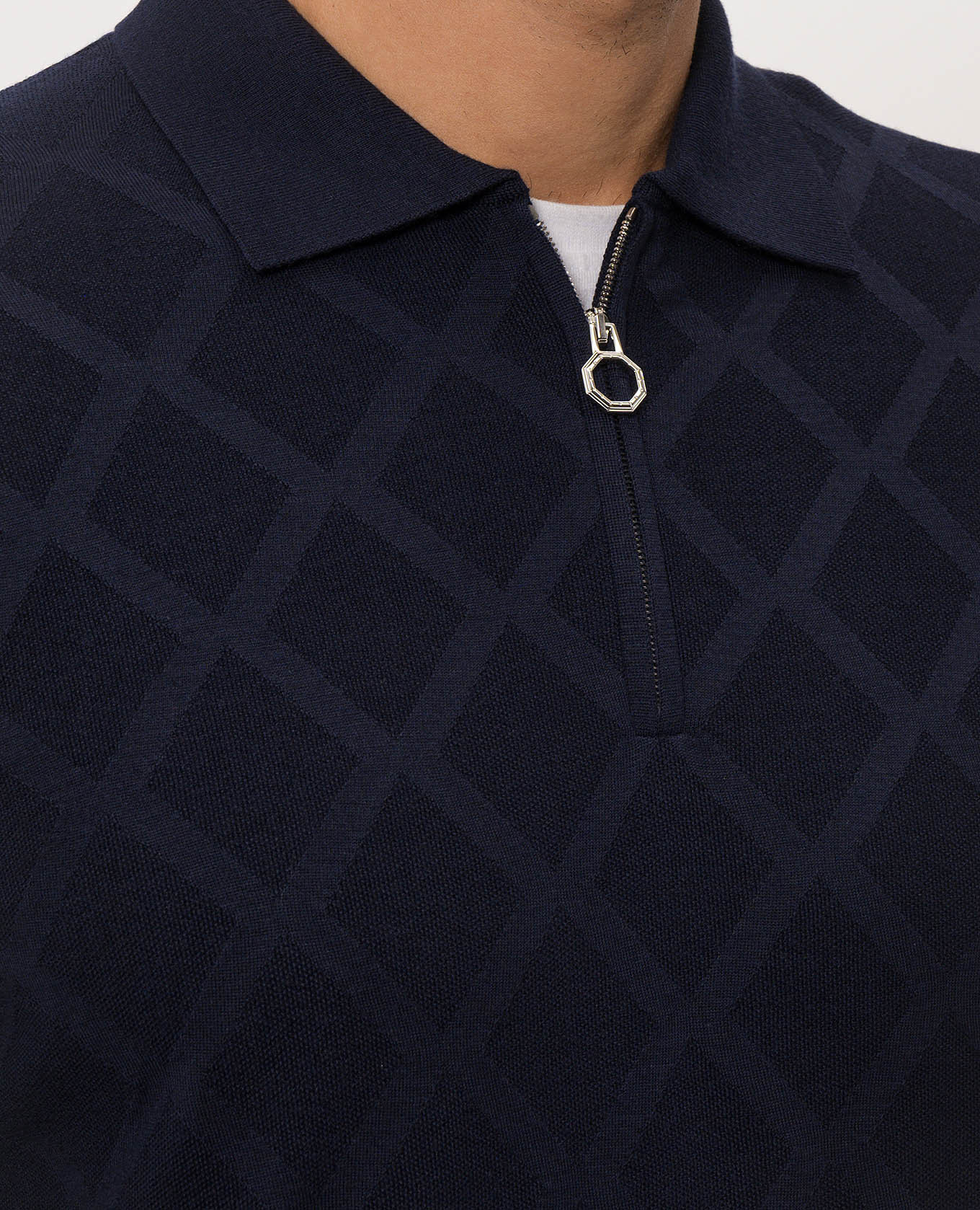 Navy blue wool polo shirt Stefano Ricci 5