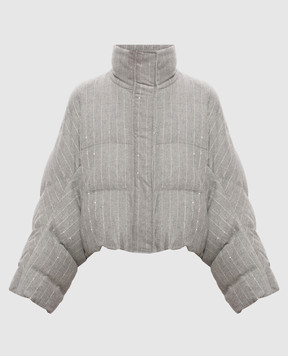 Brunello Cucinelli Gray striped wool down jacket MG5767484