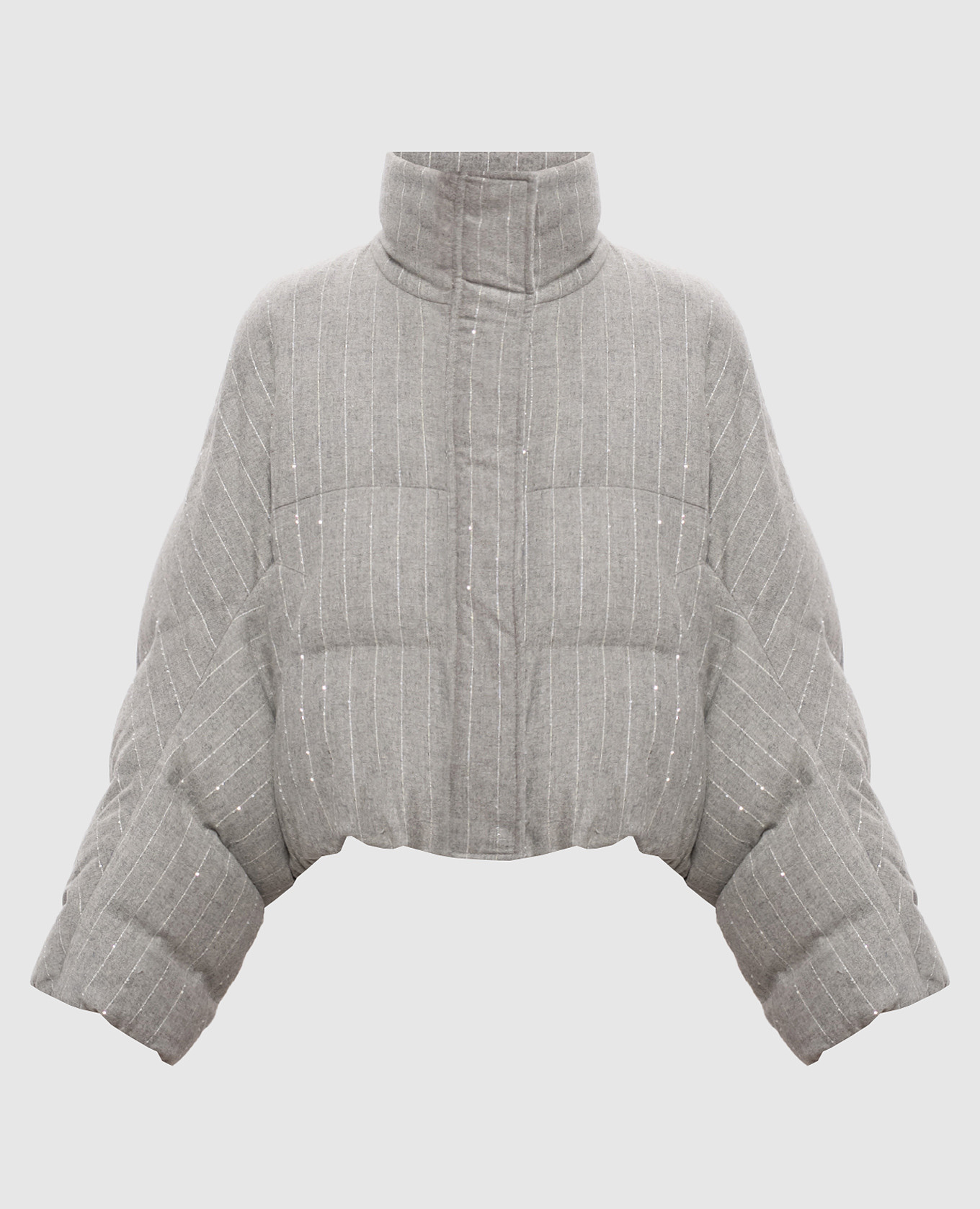 Gray striped wool down jacket