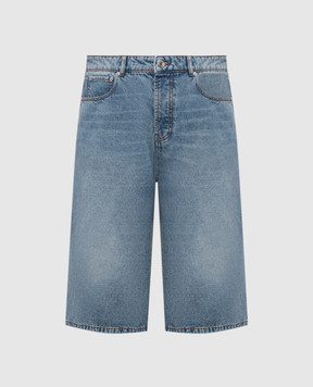 Ami Paris Blue denim shorts with logo patch HSO838DE0046