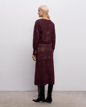Twinset Burgundy openwork dress with a pattern 262TF3033