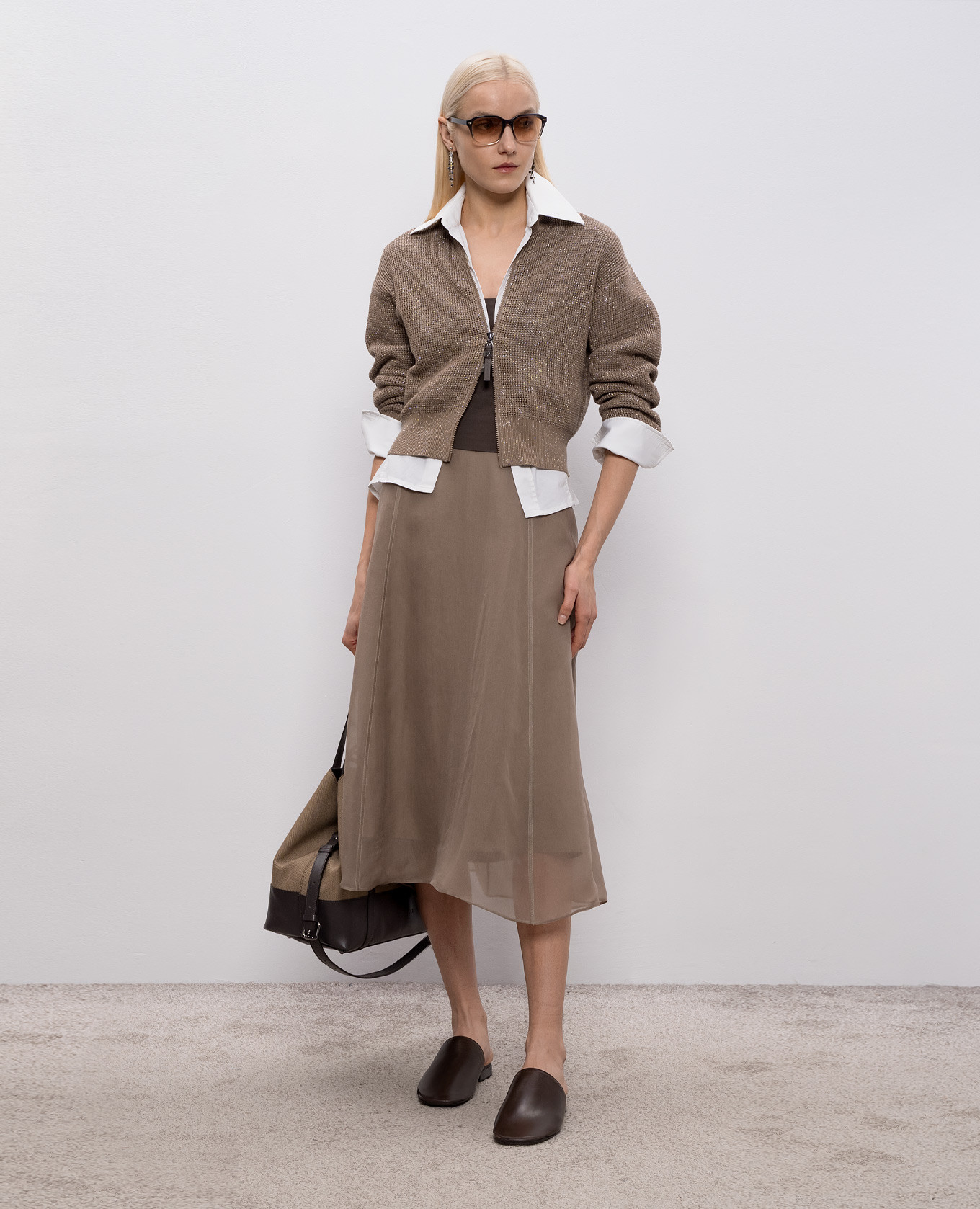 

Brown cardigan with lurex Brunello Cucinelli