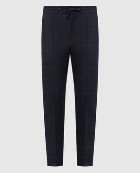 ISAIA Blue checked wool pants PNC05399627