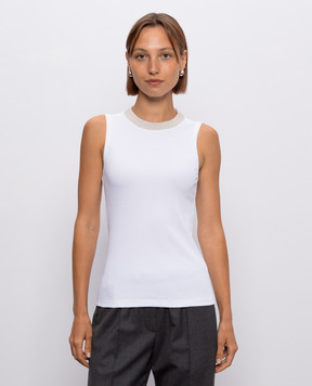 Peserico White ribbed T-shirt A08506J0B5669
