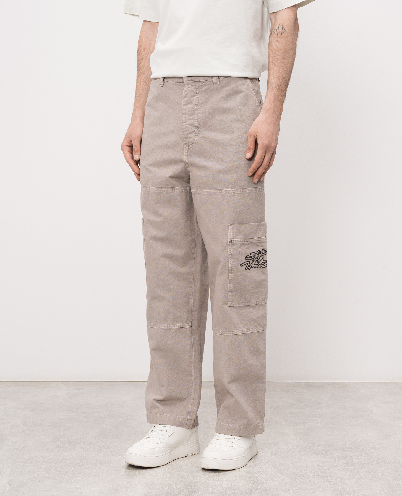 Grey cargo pants with logo embroidery Off-White 3
