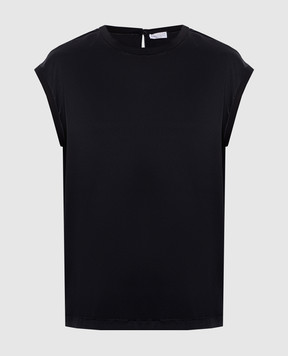 Brunello Cucinelli Black silk top with monil chain M0C59EH500