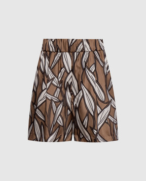 Brunello Cucinelli Brown printed silk shorts MP950P9271