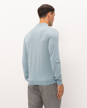 Enrico Mandelli Blue wool polo shirt with pattern 4K055A6210