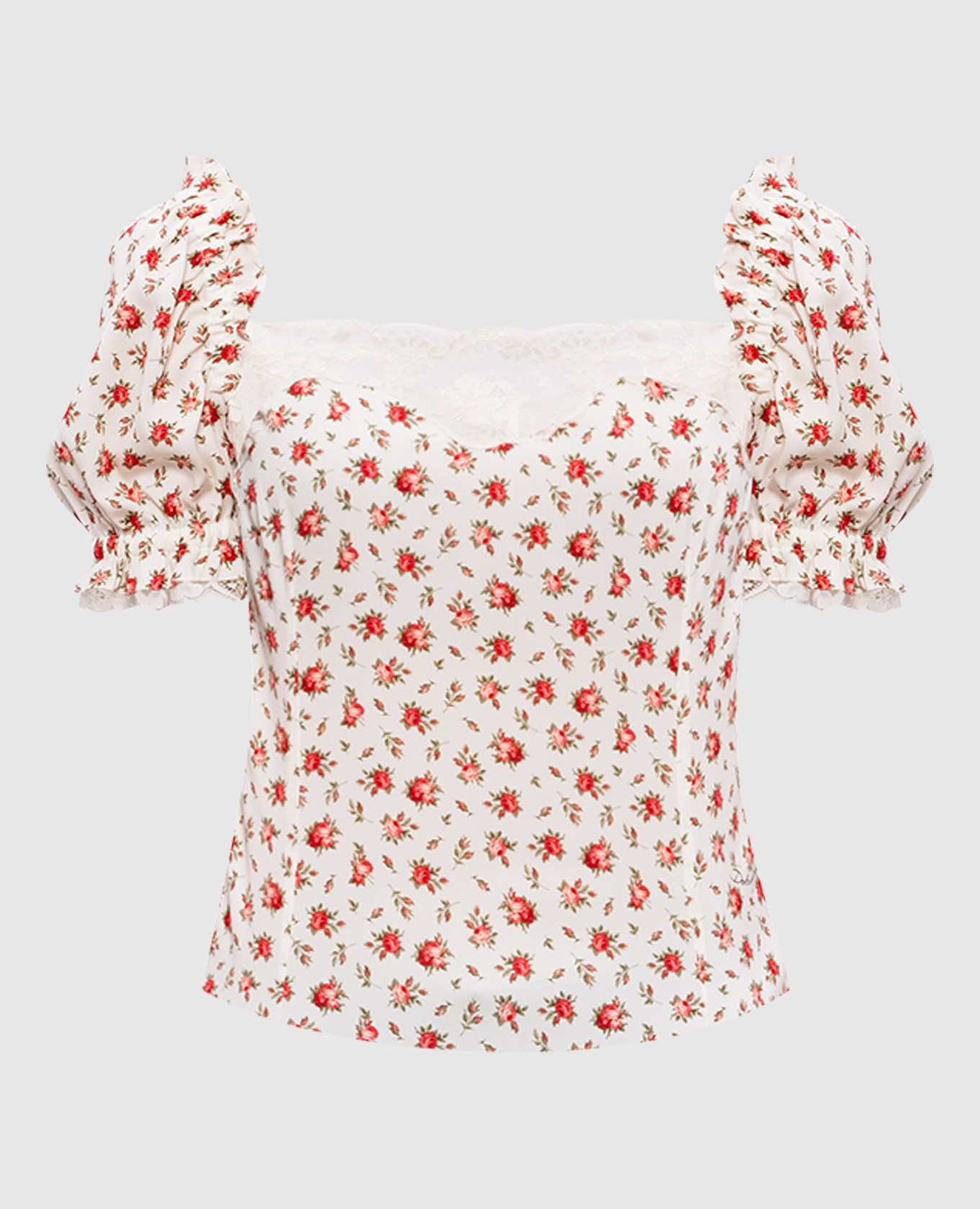 

White silk top with lace print Dolce&Gabbana